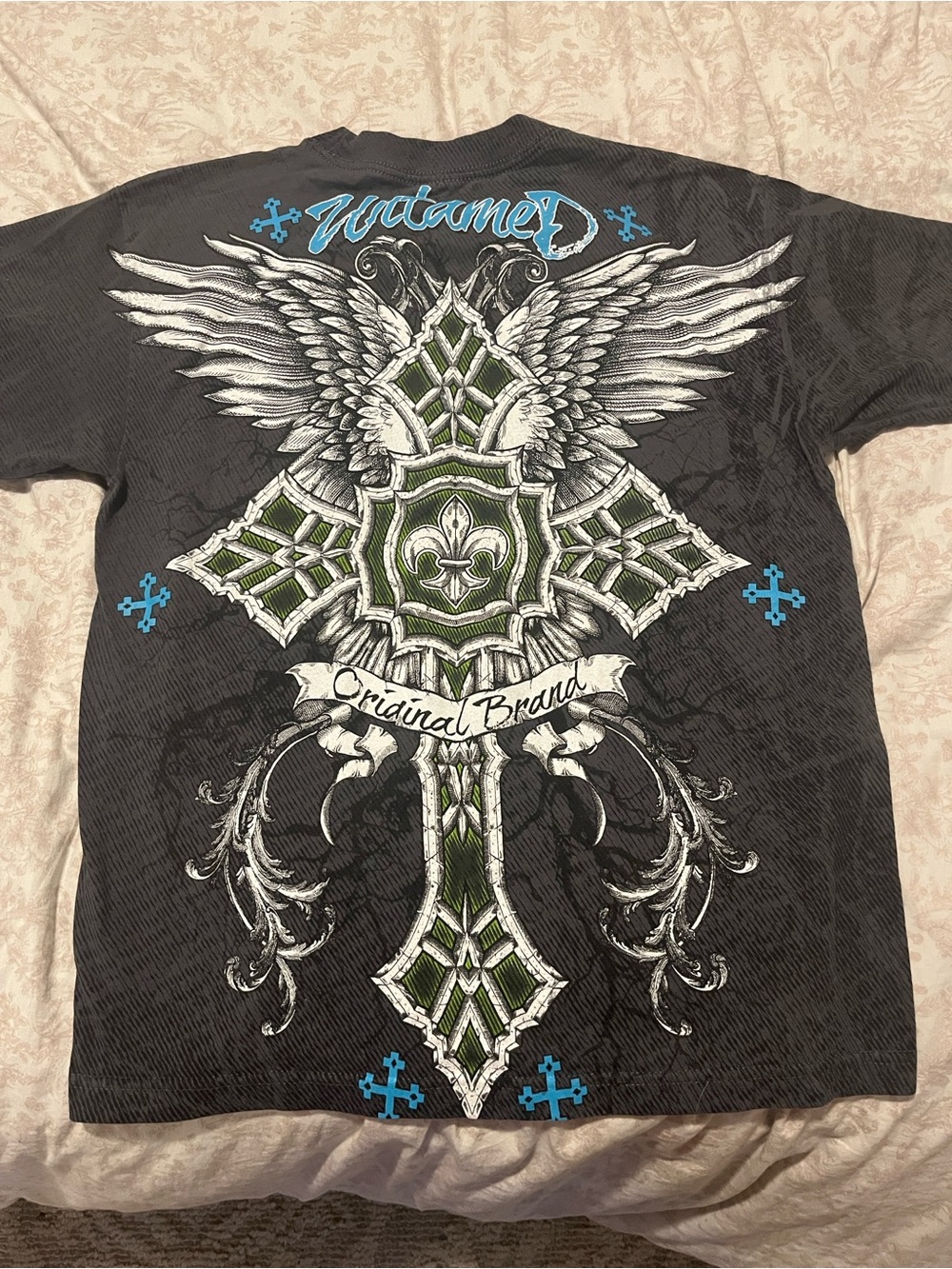 Alstyle Black Graphic Tee with Blue & Green Crest